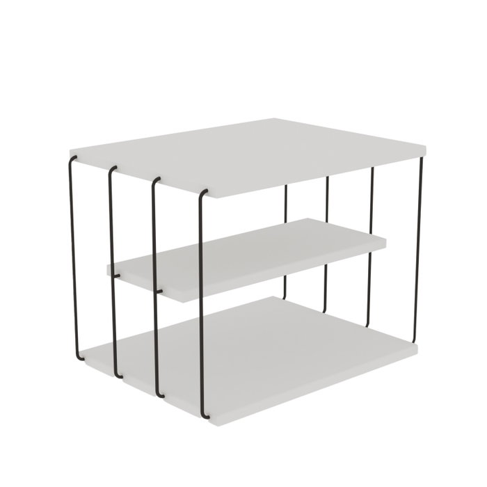 Hanah Home Mesa Lateral 2 Niveles Blanco y Negro 50x33x40cm